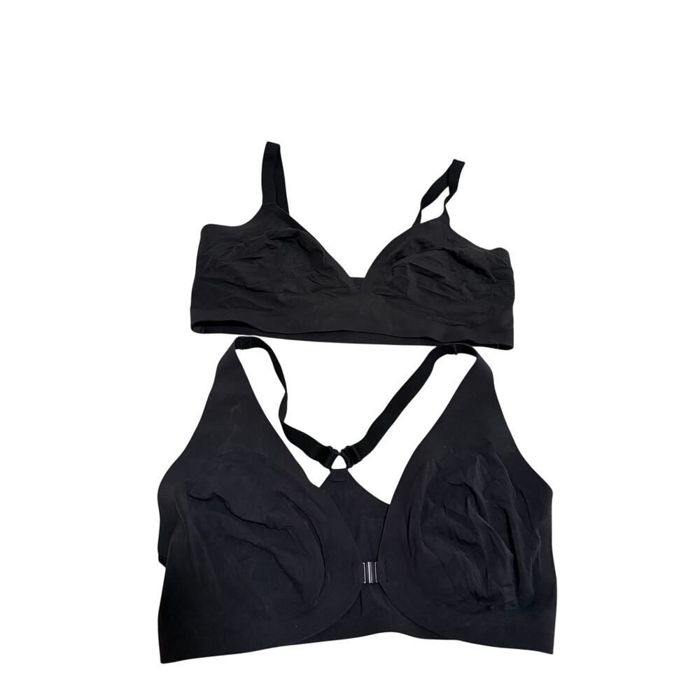 Victoria's Secret Pink Unlined Black 2 Bralettes Size Large DD